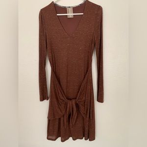 Brown specked tie-front dress, size XS from Dolan Left Coast Collective